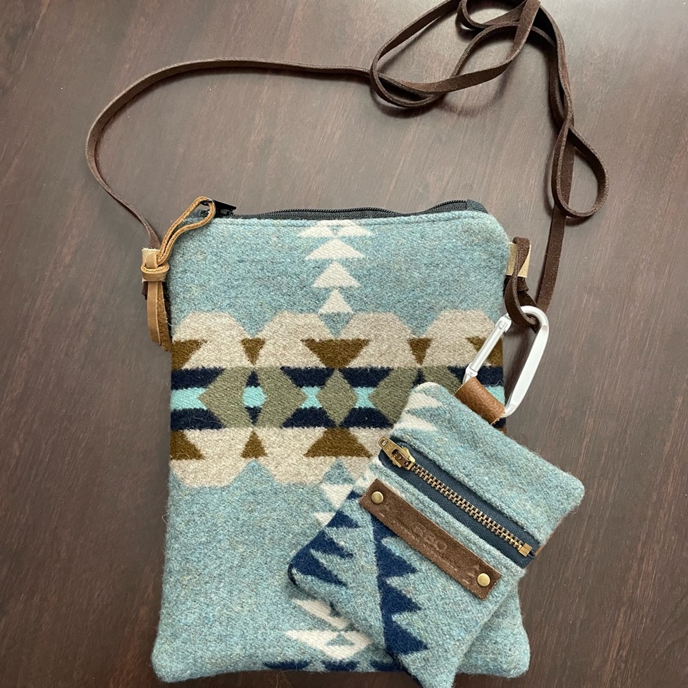 Blue Patterned Crossbody Bag Set